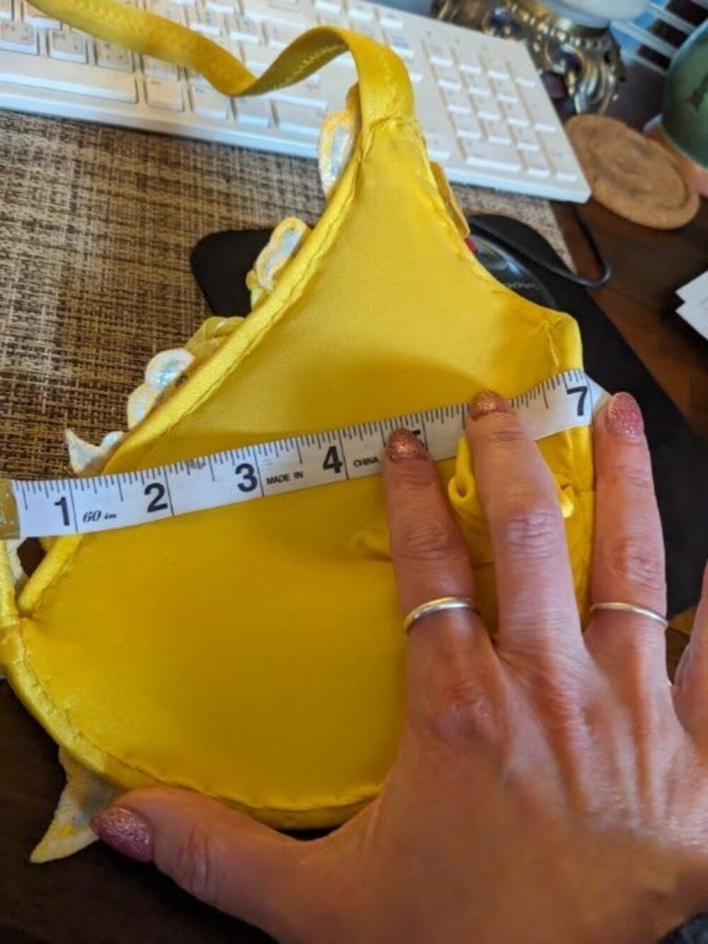 Bright yellow stretch lace professional bellydancing costume Hala Derkach - Picture 2 of 8